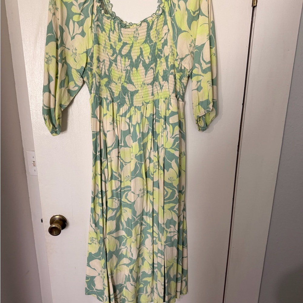 Torrid Green and Cream Floral Midi Dress